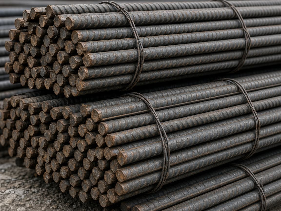 Steel Rebars — Reinforcing steel bars for concrete construction and infrastructure projects.