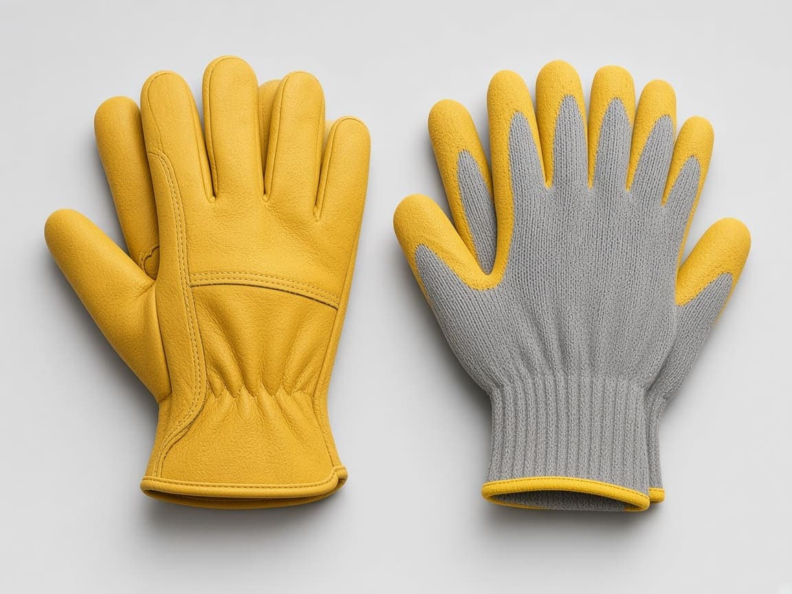 Hand Protection — Industrial work gloves, including leather and cut-resistant styles.