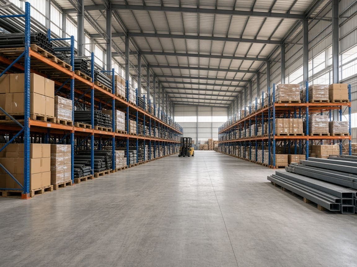 Warehouse prepared for project and material supply